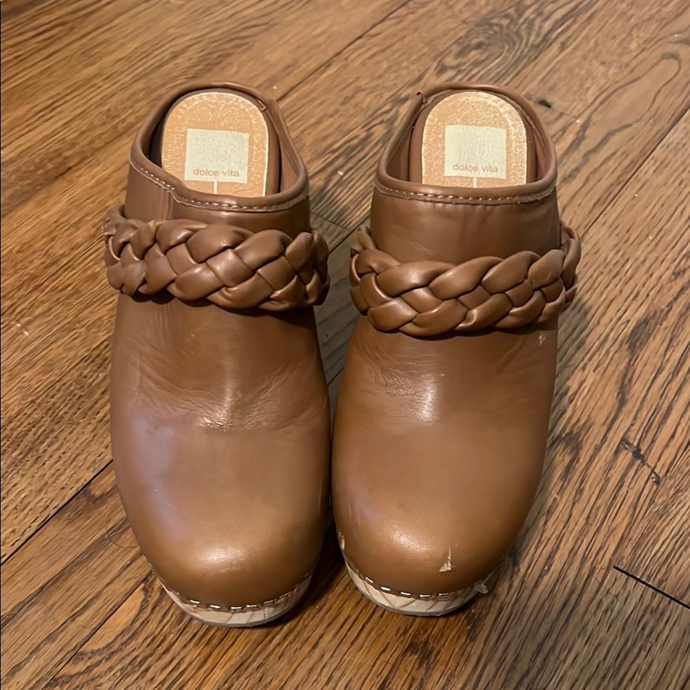 Dolce Vita Brown Braided Leather Mules